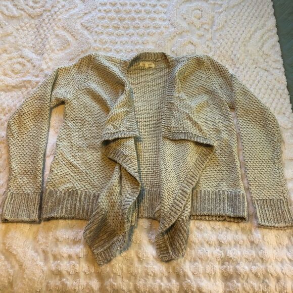 Lou & Grey white/gray drape front cozy cardigan, small, wool blend - Picture 5 of 10